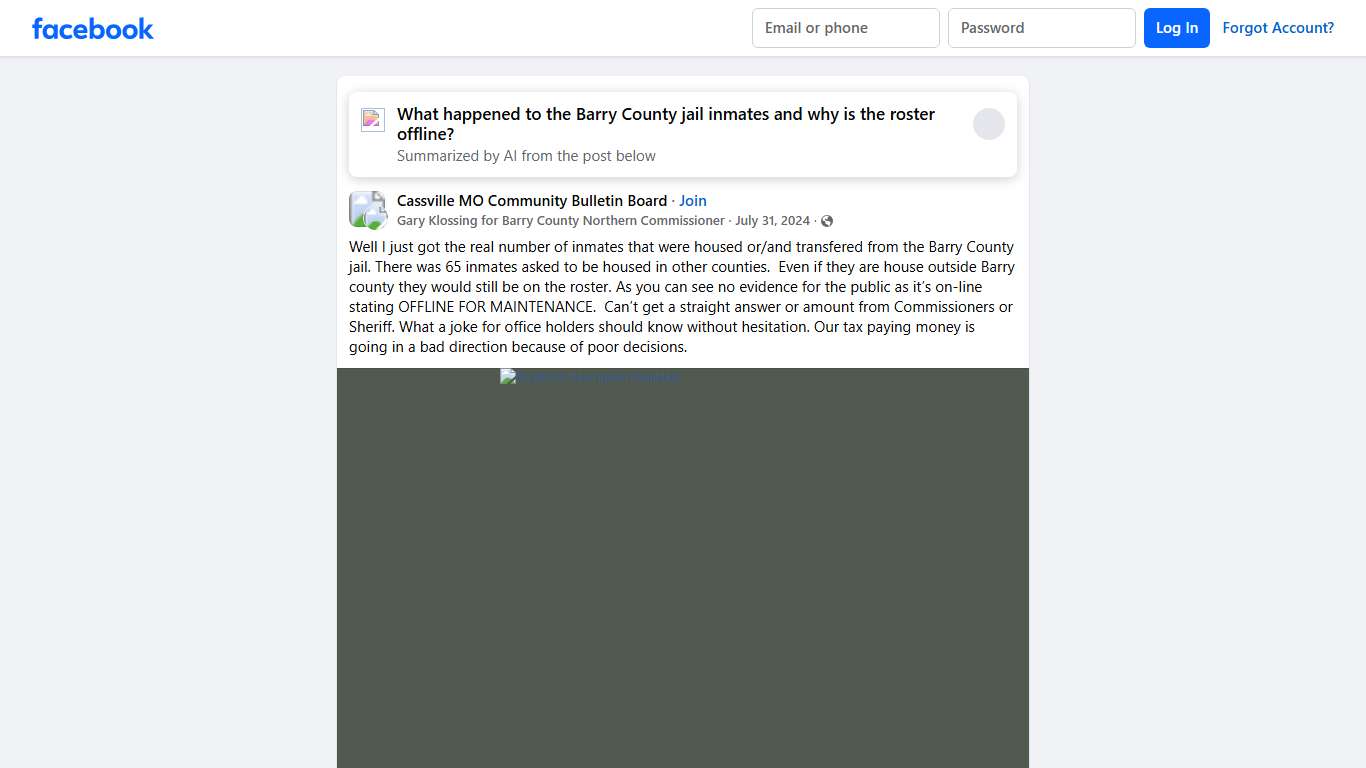 Cassville MO Community Bulletin Board Well I just got the real number of inmates that were housed or/and transfered from the Barry County jail Facebook